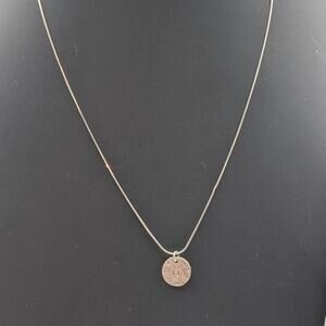 Vtg Emily Sterling Initial 'N' .5" Disk Pendant 22" Snake Chain Necklace